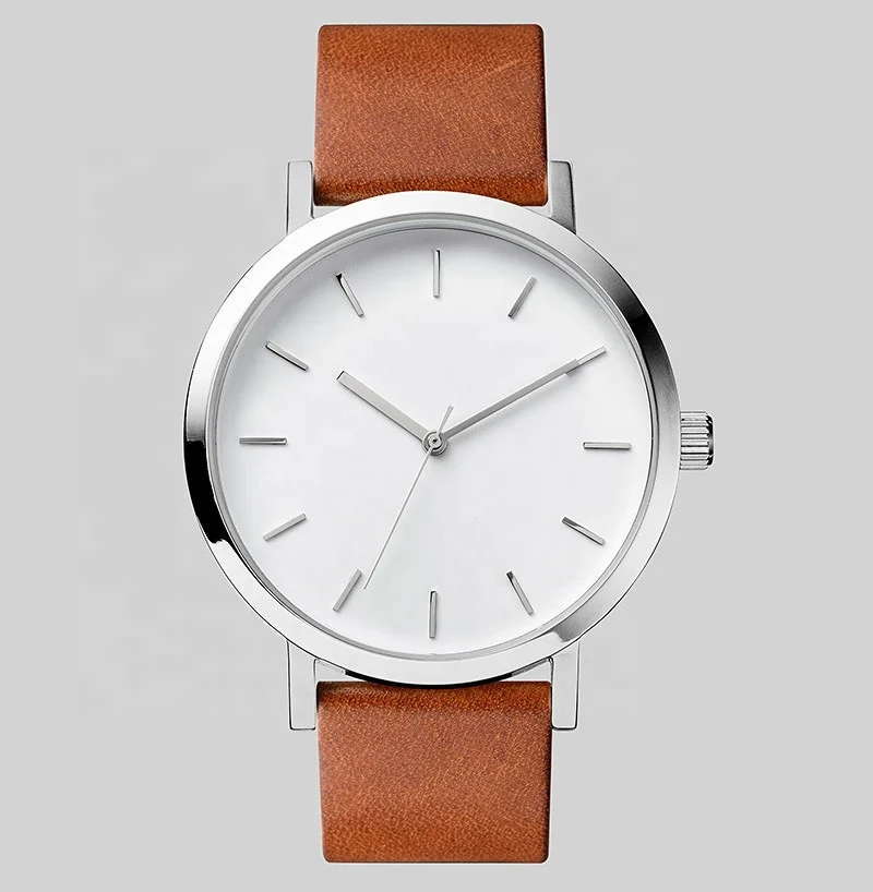 Round Classic Genuine Leather Strap Alloy Watch China Factory OEM Logo Quartz Men Black Minimalist Watch