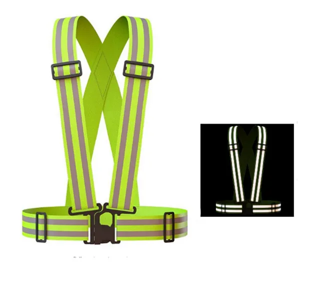 Hi-Vis Outdoor Safety Neon Reflective Vest Elastic Belt Adjustable Band 