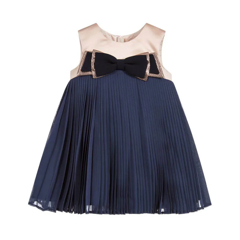sleeveless baby girl party dress dress with pleated skirt and bloomers