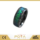 Jewelry Opal POYA Jewelry Fashionable Black Tungsten 6mm Wedding Band Ring Women Mens Green Opal Inlay