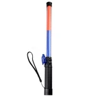 Multi-function LED Rechargeable Traffic Baton Red Blue Unbreakable PC Baton With Magnetic Bottom