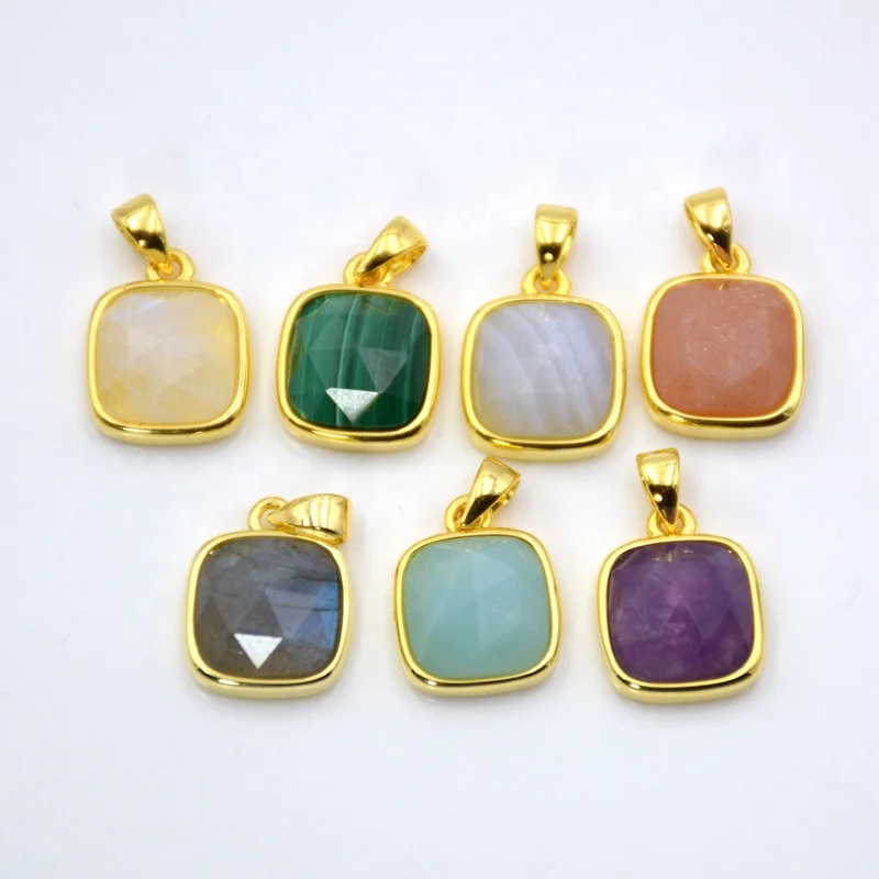 Doublet Quartz Faceted Pendant Gold plated pendant Beautiful Necklace Sale Gift for her Gemstone Pendant Bezel set  Necklace Charm