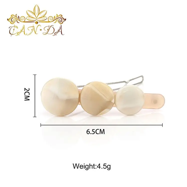 CANYUAN hair accessories Korean Minimalist Style 4.5 g Acrylic Hair Pins Round Cellulose Acetate Hair Clips Accessories