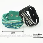 Leather Bracelet Leather Women New Fashion Genuine Leather Wrap Multilayer Rhinestones Hot Fix Bracelet