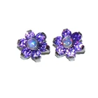 ASTM F136 Titanium Bezel Set Purple Flower Micro Dermal Top