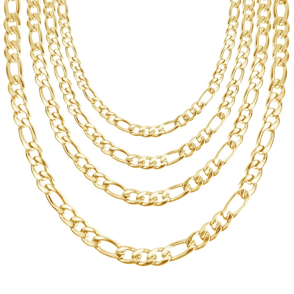 14k Gold Plated Figaro Curb Link Chain 