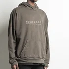 Hoodies Washed Hoodie Custom Snow Stone Washed French Terry Oversized Boxy Long Sleeve Men's Bulk Hoodies