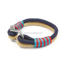 Wholesale simple woven hand charm bracelets navy nautical nylon clasp rope bracelet men