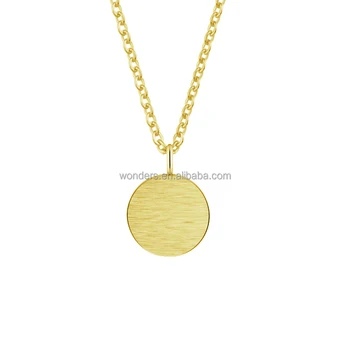 Small Round Disc Stainless Steel Metal Pendant Necklace Women Jewelries Vintage