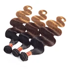 Wave Hair Unprocessed Human Body Wave T1b/4/27 3 Tone Ombre Color Brazilian Virgin Hair With Closure