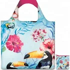Grocery Shopping Bags Custom Heat Sublimation Reusable Green Polyester Grocery Fold Tote Bag Foldable Shopping Bag