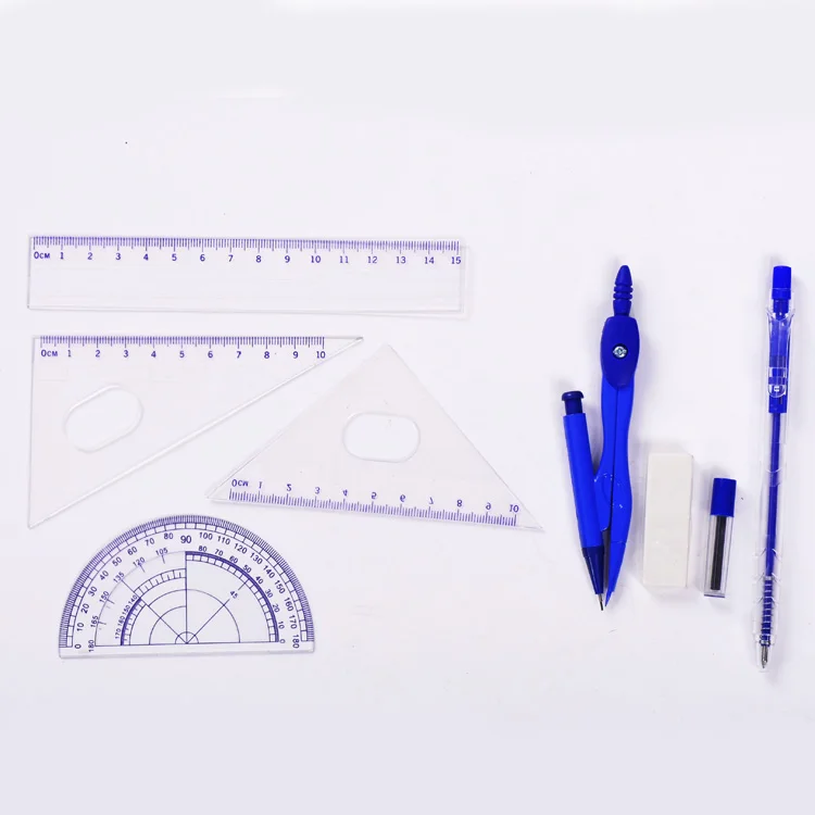 Wholesale B2c 8pcs Student Compass Math School Geometry Box