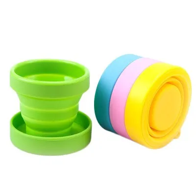 Eco Travel Portable Foldable Cup Silicone Collapsible Coffee Cup with Lid Camping Cups & Saucers Tasse Silicone Pliable + Logo
