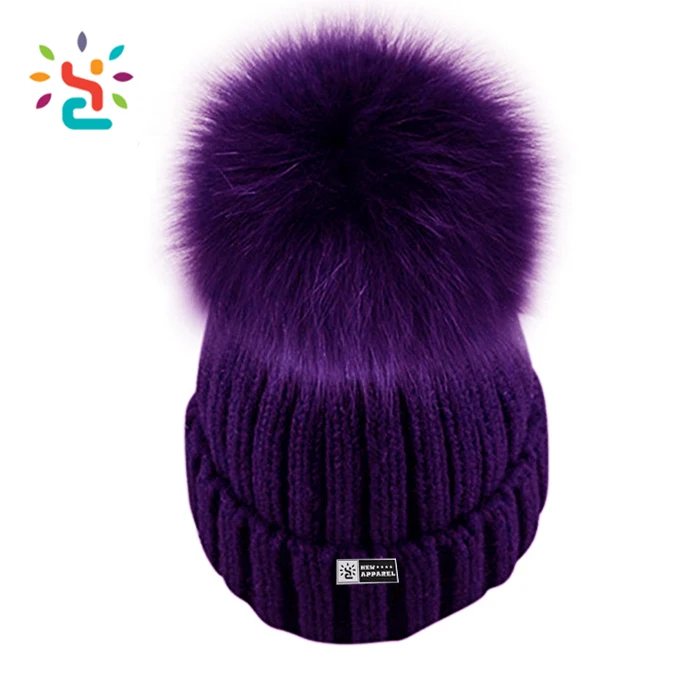 Custom The Purple Pom Beanie Hats Women 
