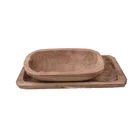 Wooden Carved Rustic Wood Crafts Exporter MOQ Top Quality Wooden Craft Tray/Wholesale Old Rustic Paulownia Wood Carved Wood Food Serving Tray