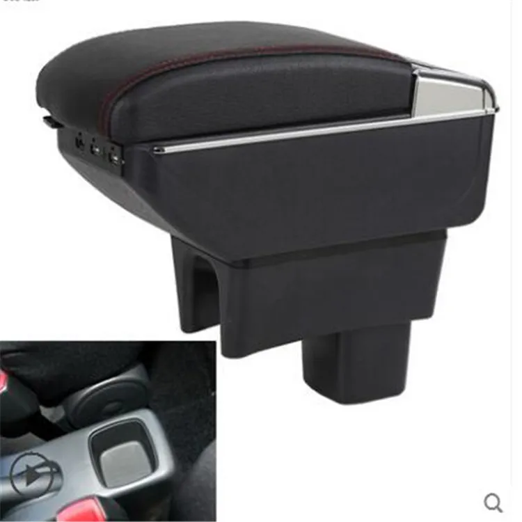 Details about   7-USB PU leather Car Dual Opening Armrest Box Central Console Cup Holder Storage 