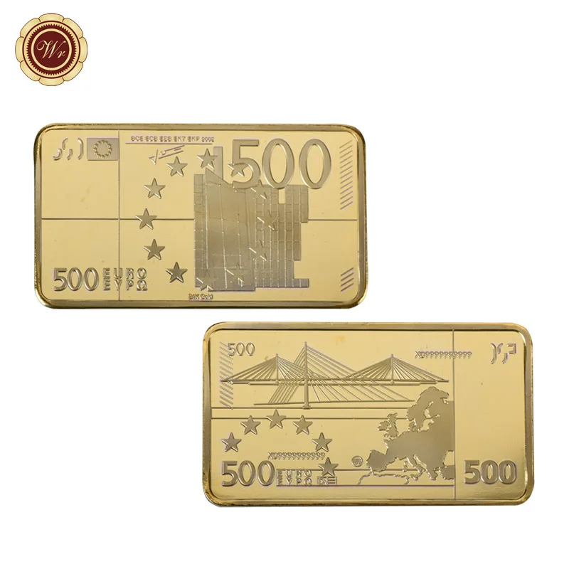 500 Dollar 24k Gold Plated Bar Home Decorative Metal Crafts Souvenir Bars Gifts