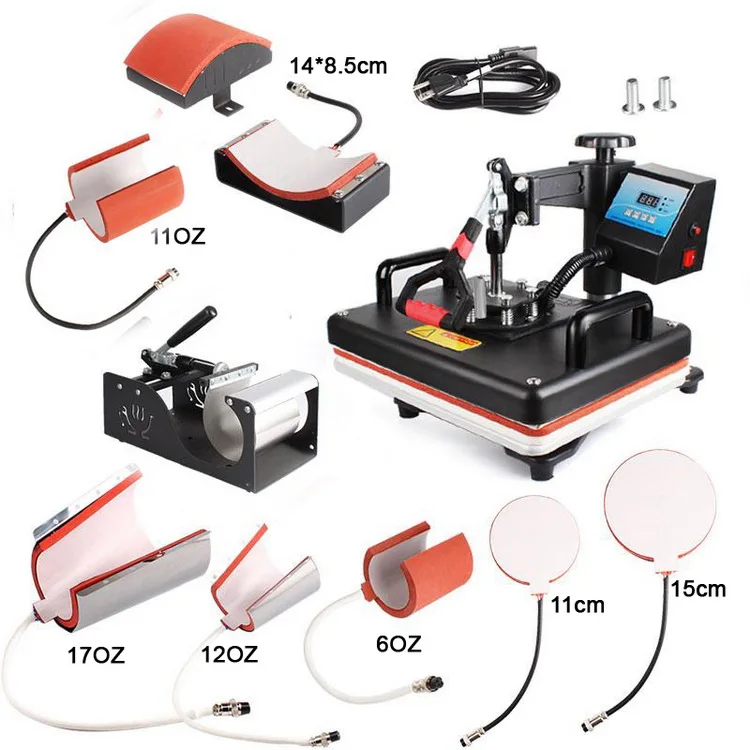 Amazon.com: Prensa de platina multifuncional 8 en 1 VIVOHOME, para  impresión por sublimación, prensa térmica, máquina para estampar camisetas,  gorras y tazas con placa de 15 x 12 pulgadas, con certificación ETL,