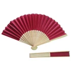 Wedding favor Burgundy fabric Hand Fans with 23 bamboo ribs