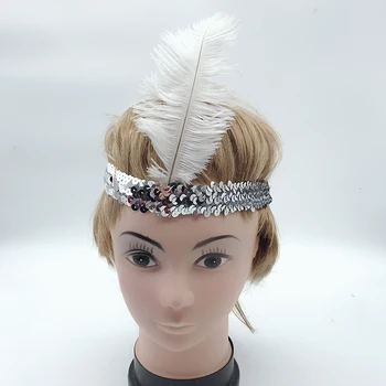 1920s Flapper Girl Party Headband Carnival Indian Feather Headpiece