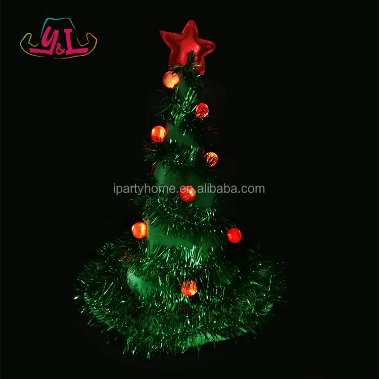 santa claus xmas party novelty hat green pkg light up christmas