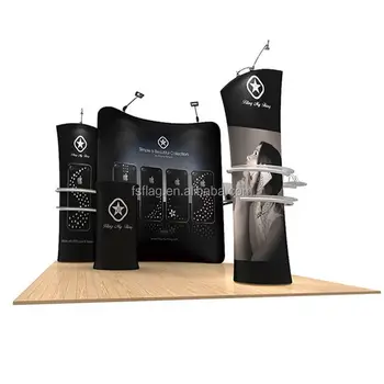 Fast delivery aluminium frame fabric banner quick install portable trade show 10ft display wall