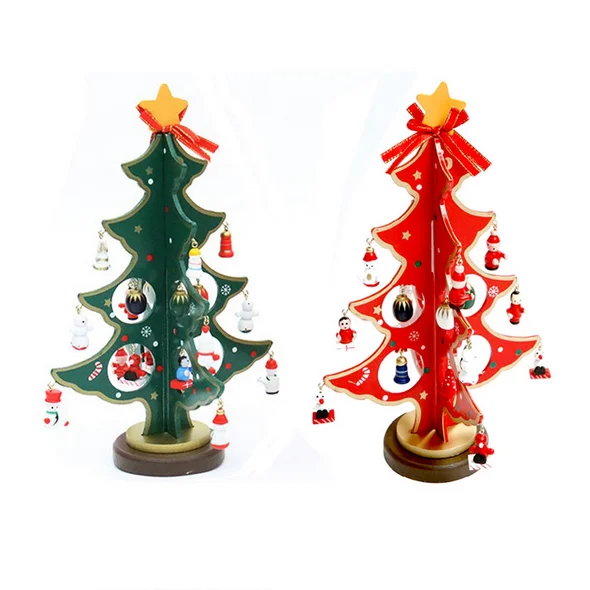 funny desktop mini wooden christmas tree decor christmas toy set