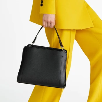 custom black saffiano pu vegan leather ladies city hand tote bag office women handbag