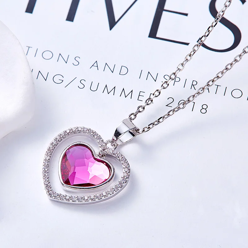 Wholesale Custom New Crystal Heart Necklace Designs Jewelry