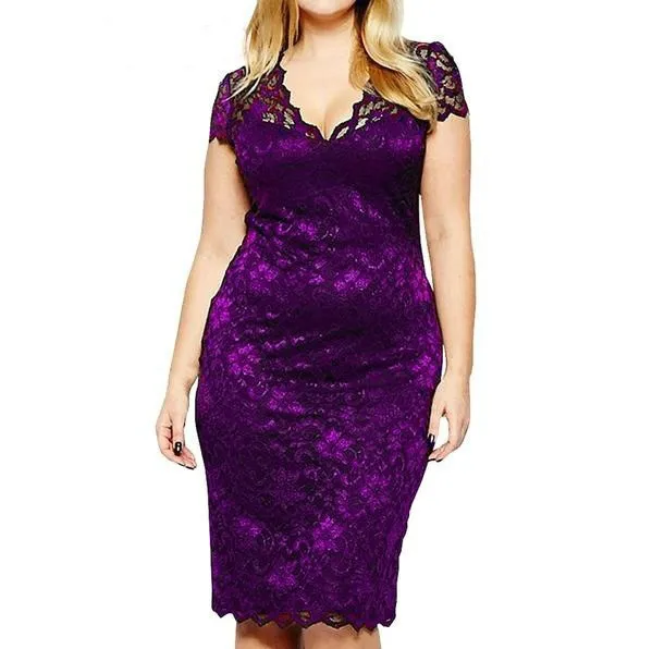 Vestido De Encaje Yours Ropa Para Mujer Tallas Grandes Festoneado púrpura 