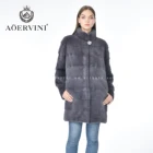 Classic Coat Mink Fur Coat Fashion Classic Standing Collar Hot Selling Gray Women Mink Fur Coat