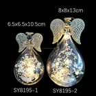New Wings New Collection Led Light Up Glass Angel With Golden Wings For Christmas Decoration