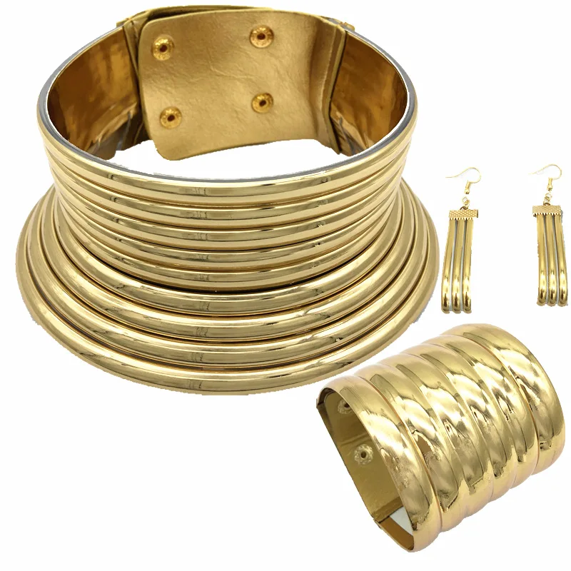 2019 Africa Choker Necklace Set Gold 