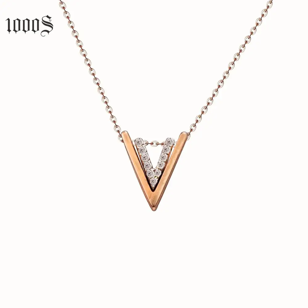 1000s Dropshipping Shiny 18k Gold Simply Stylish Jewelry Letter Design V  Shaped Rose Gold Pendant Necklace - Buy Diamond Pendant For Women,Beautiful  Gold Pendants Necklace,High Quality Gold Chain