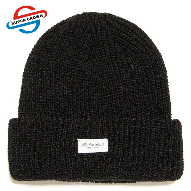 Winter Hats Leather Patch Beanies 