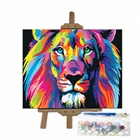 Art Paint By Numbers Rolled 16X20 Inches Diy Abstract Rainbow Animal Art Kit Lion Paint By Number