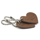 Heart Tag Custom Special Heart Shape Debossed Leather Hang Tag With Ball Chain For Hand Bag