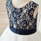 Navy Blue Gold Wedding Navy Blue Gold Lace Ivory Tulle Wedding Flower Girl Dress With Trim