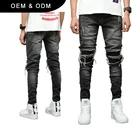 Denim Jeans Men Skinny Designs OEM Denim Designer Wholesale Authentic Men Skinny Ripped Fancy Unbranded Biker Jeans 2