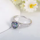 Topaz Luxury AAA Cubic Zirconia Round Cut Multicolor CZ Rainbow Mystic Topaz Stone Ring