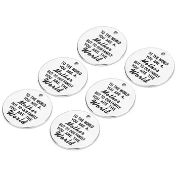 Factory price stainless steel custom design round disc metal logo charms hang tags for necklace bracelet jewelry making