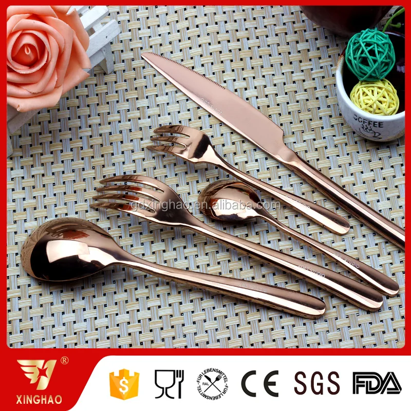 Premium Wedding Souvenirs Guest Favor Design Shiny Rose Gold Besteck Cutlery Set