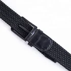 Black Belt Black Elastic Belt Custom Logo Men's Black Adjustable Braided Stretch Leather End Tip Elastic Stretch Belt