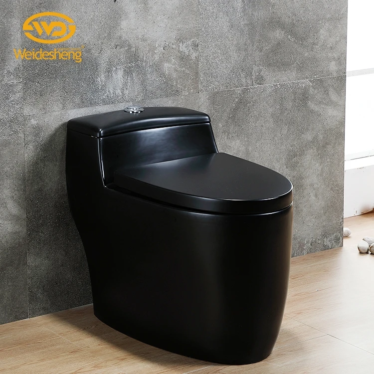 Simple Elongated Dual Flush One Piece Water Closet Siphon Matte Black ...