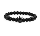 Bracelet New Design Trendy Imperial Crown Stoppers Jewelry Natural Agate Stone Bead Bracelet For Men