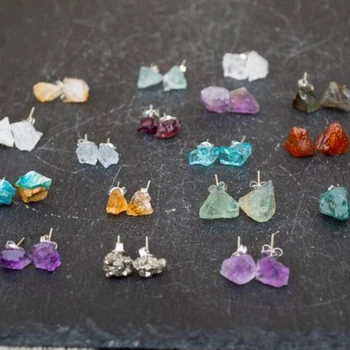 Gemstone earrings rough crystal earrings boho jewelry raw gemstones small gemstone earrings