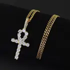 Setting Cz CN019 Hip Hop Anha Cross Pendant Brass Setting CZ Stones Necklace Jewelry For Men And Women
