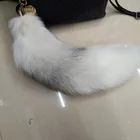 Fox Fox ALICEFUR Wholesale Natural Fox Tail Key Chain Blue Fox Fur Tail Keychain