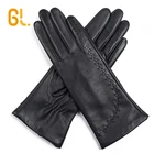 Black Sheep Leather Black Ladies Fancy Good Black Sheep Skin Goatskin Leather Hand Gloves For Winter