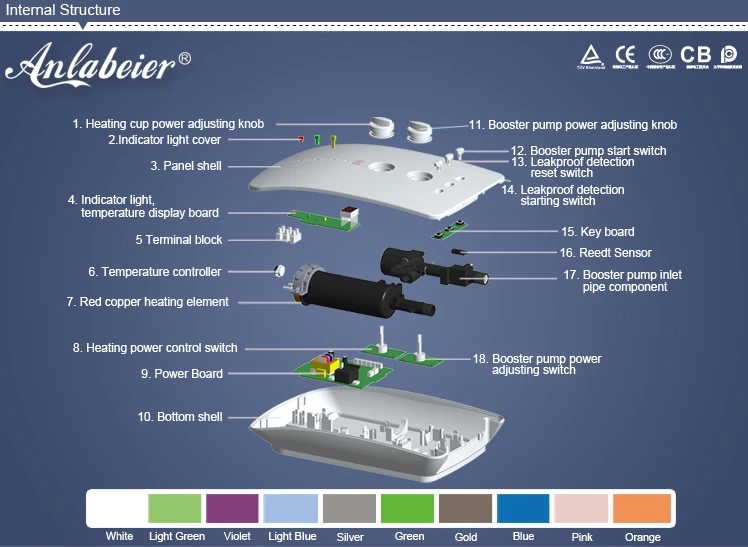 Built-in booster pump electric hot water heater tankless for shower 4